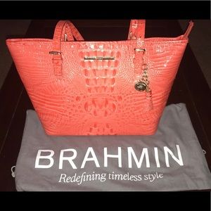 Creamsicle colored Brahmin Tote
